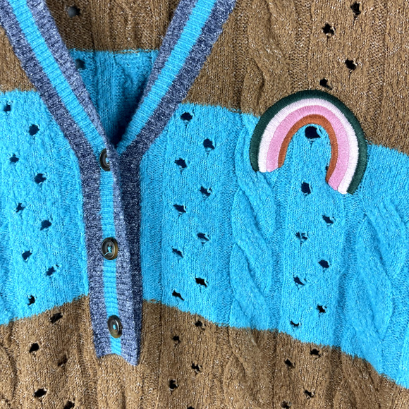 Torrid Henley Sweater Womens 3X Striped Embroidery V Neck Soft Cozy Colorful - Picture 4 of 15